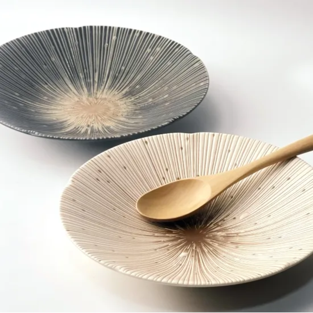 【預購】日本製 BLOOM 風花 美濃燒 千段十草系列 餐碟 (22cm)