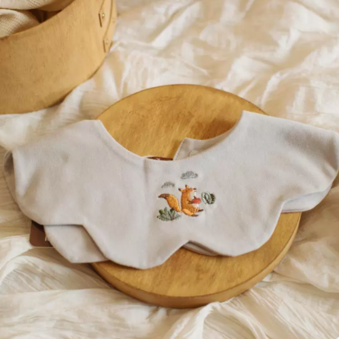 【預購】雙面用 嬰兒 純棉加大吸水動物刺繡口水巾 (自選1套5條/單購)