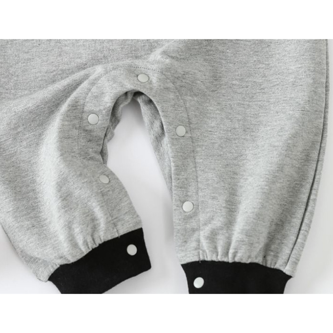 【現貨】冬季嬰兒 長袖灰色衛衣連身衣/爬服