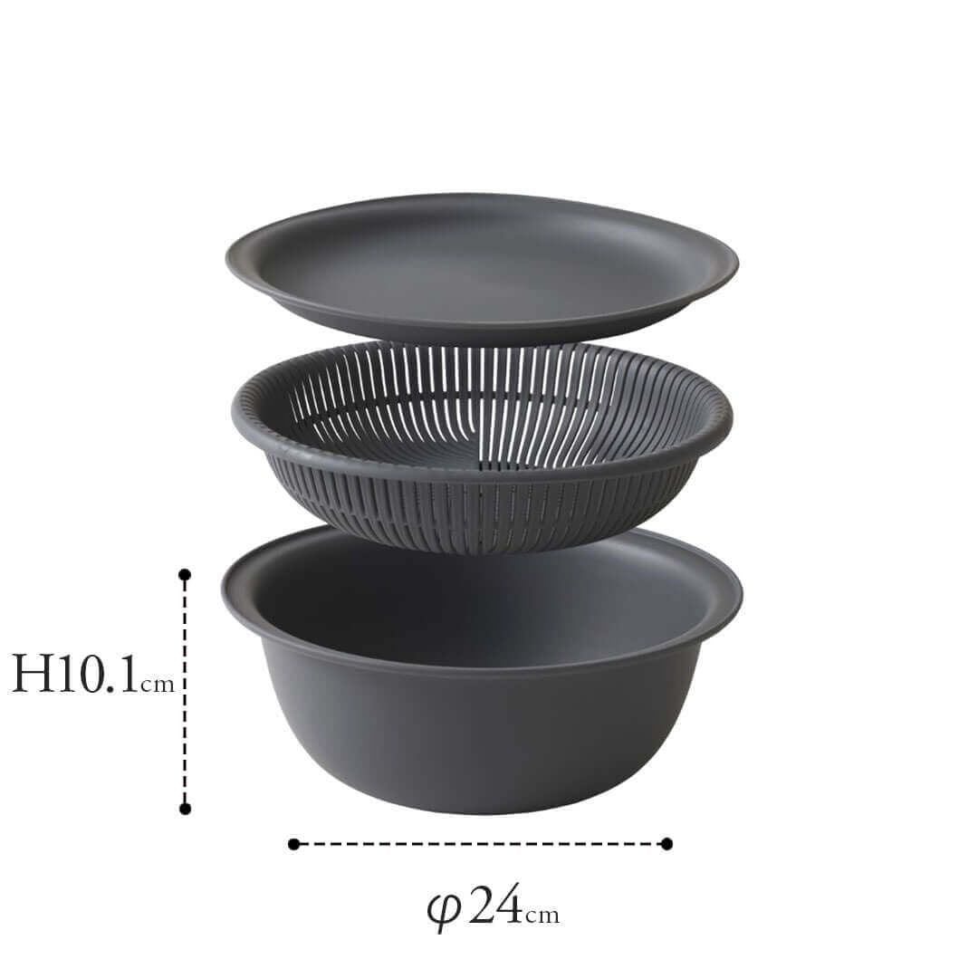 【預購】日本進口 Marna 多功能可微波三層洗菜瀝水盆
