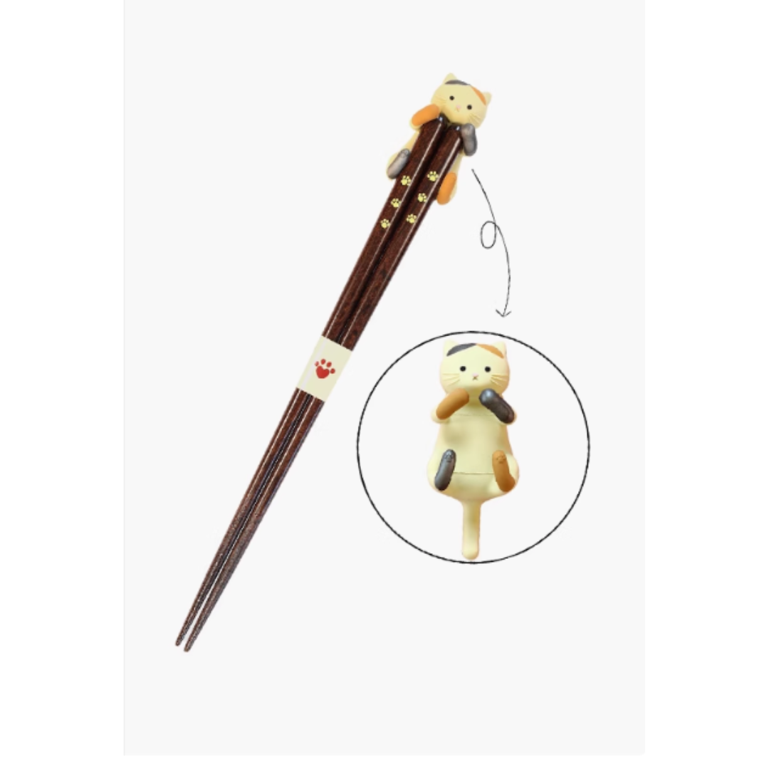 【預購】日本製 可愛抱抱貓咪筷子連筷子架套裝