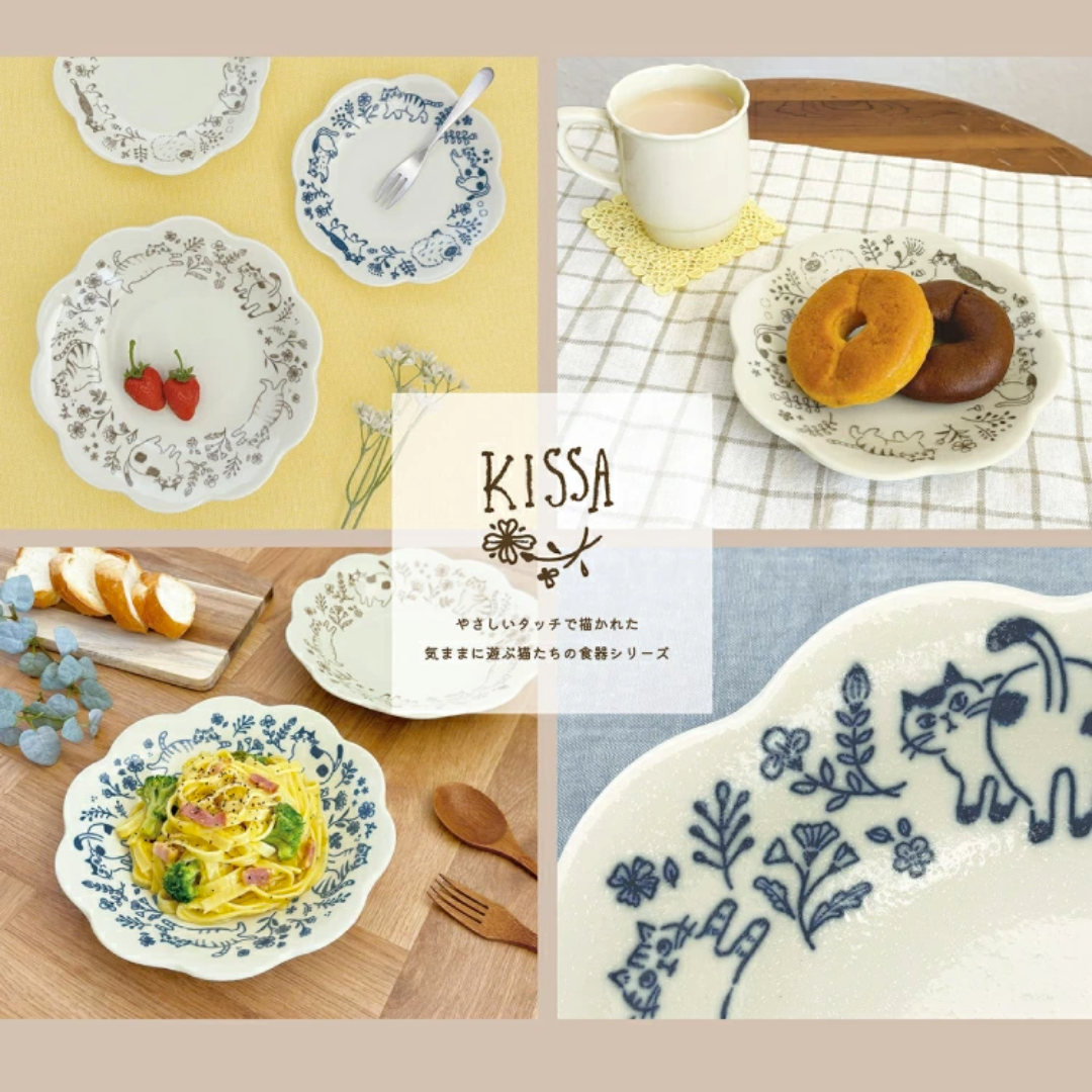 【預購】日本製 DECOLE KISSA 可愛貓咪陶瓷碟 (S/L)