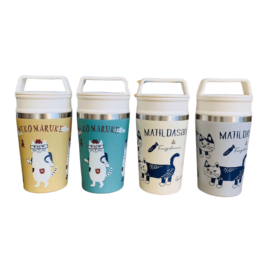 【預購】日本進口 kusuguru 眼鏡貓貓不銹鋼保温杯 - Cnjpkitchen ❤️ 🇯🇵日本廚具 家居生活雜貨店
