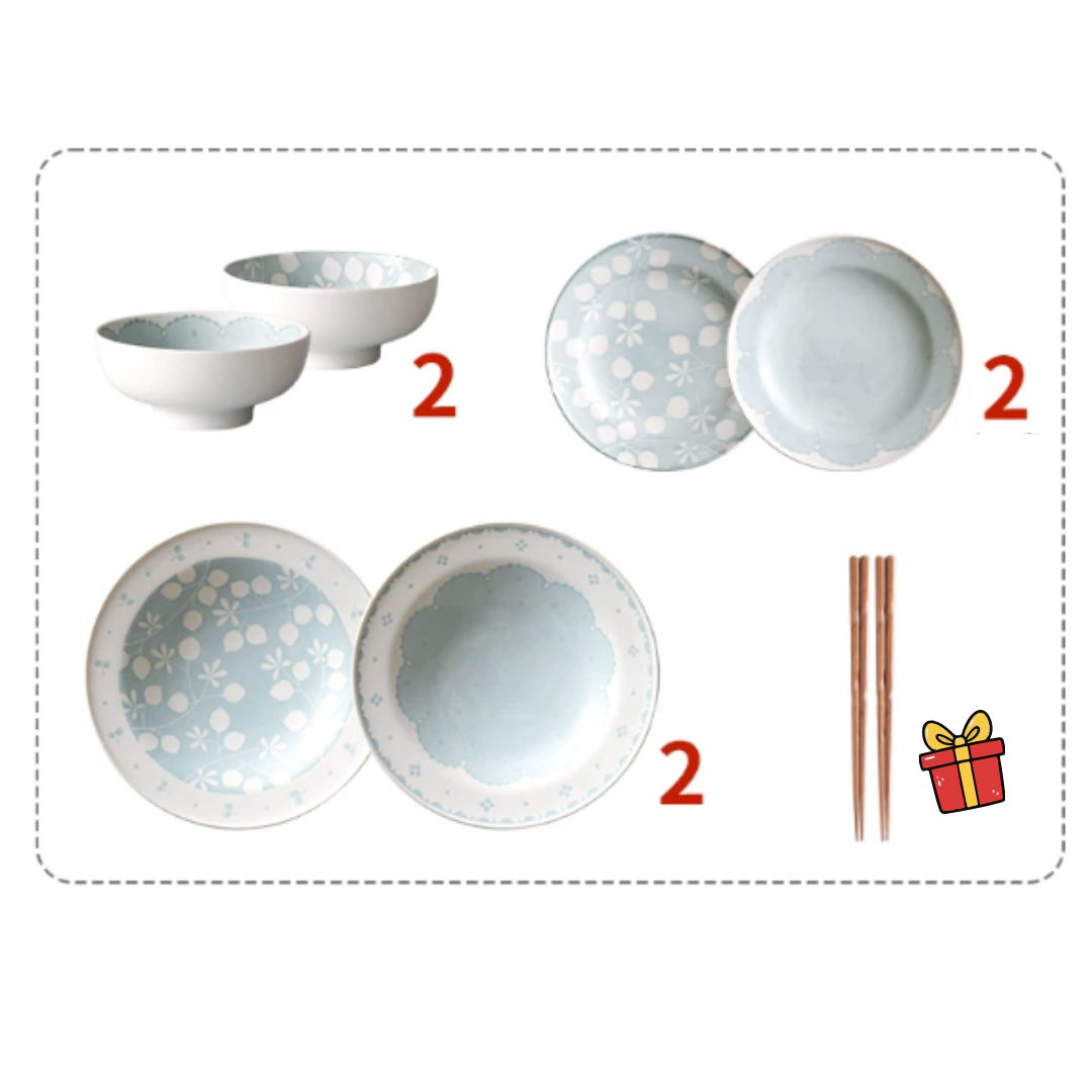 【預購】日本製 井田系列 美濃燒手繪風植物ヤマ吾陶器 (Yamago) 草本花葉陶瓷餐具組