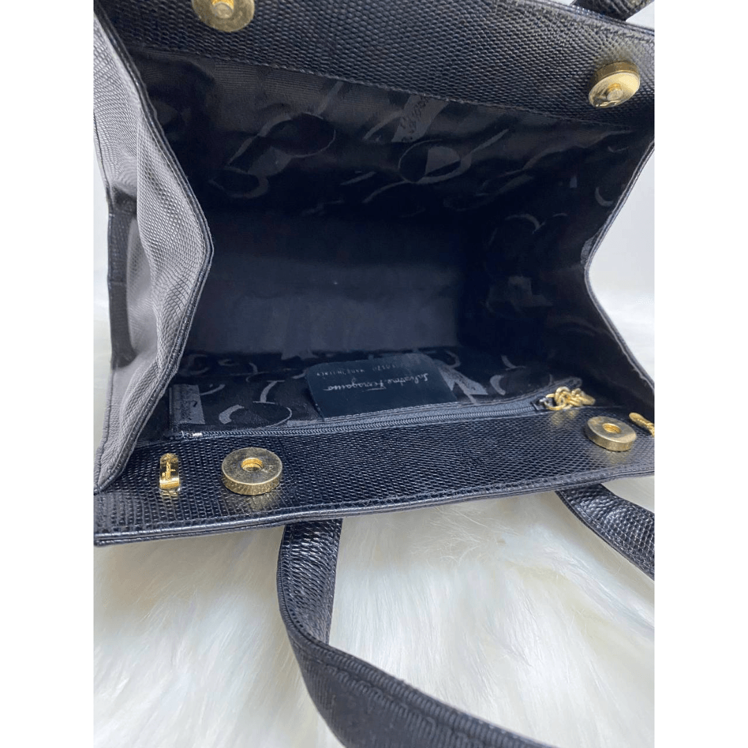 |In-Stock|Salvatore Ferragamo 黑色鱷魚皮壓花手袋 - Cnjpkitchen ❤️ 🇯🇵日本廚具 家居生活雜貨店