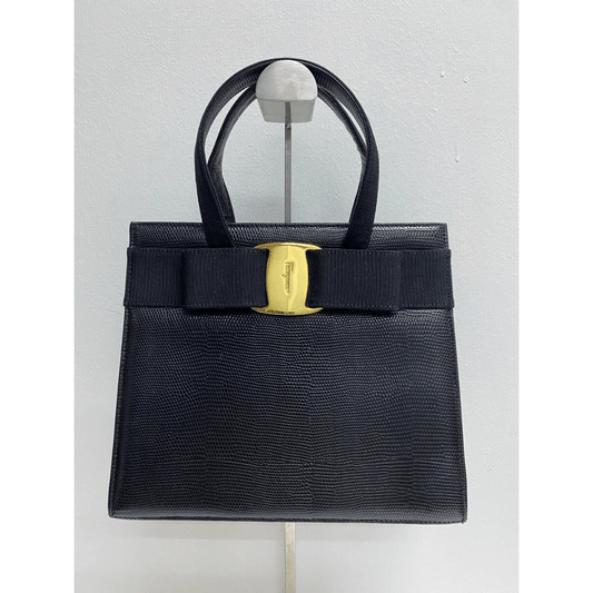 |In-Stock|Salvatore Ferragamo 黑色鱷魚皮壓花手袋 - Cnjpkitchen ❤️ 🇯🇵日本廚具 家居生活雜貨店