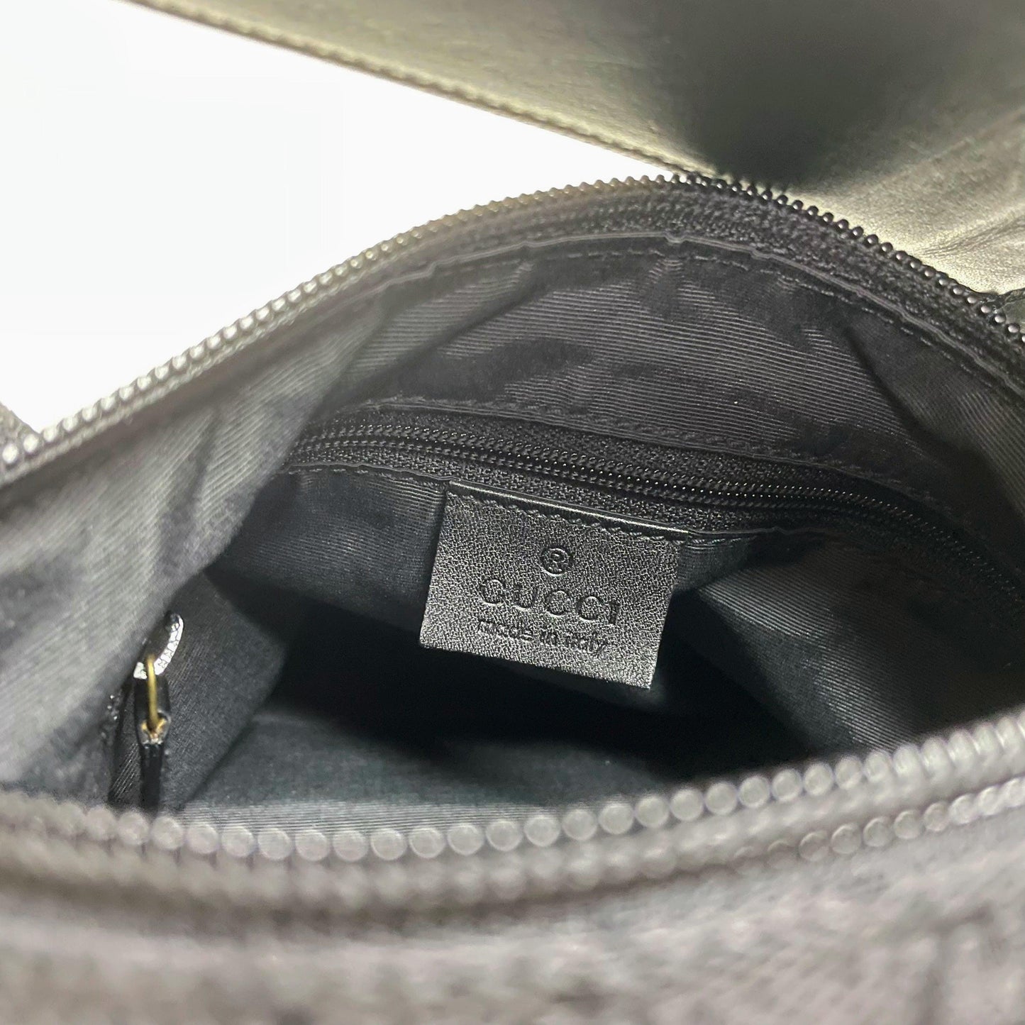 |In-Stock|GUCCI 黑色暗花GG帆布x 皮革手提單肩包