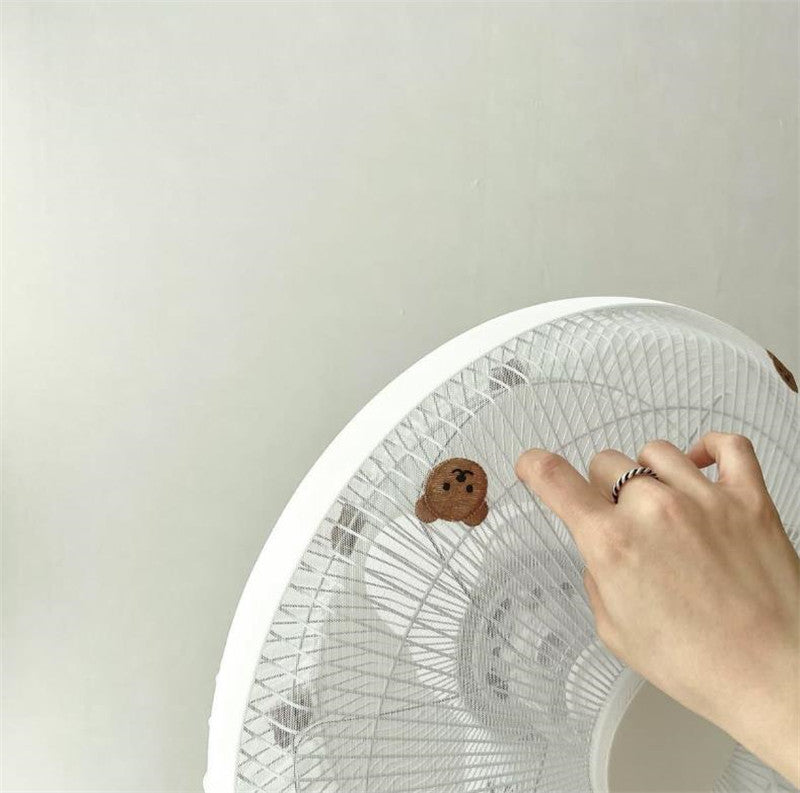 【預購】兒童防夾手 可愛刺繡 風扇安全防護防塵罩