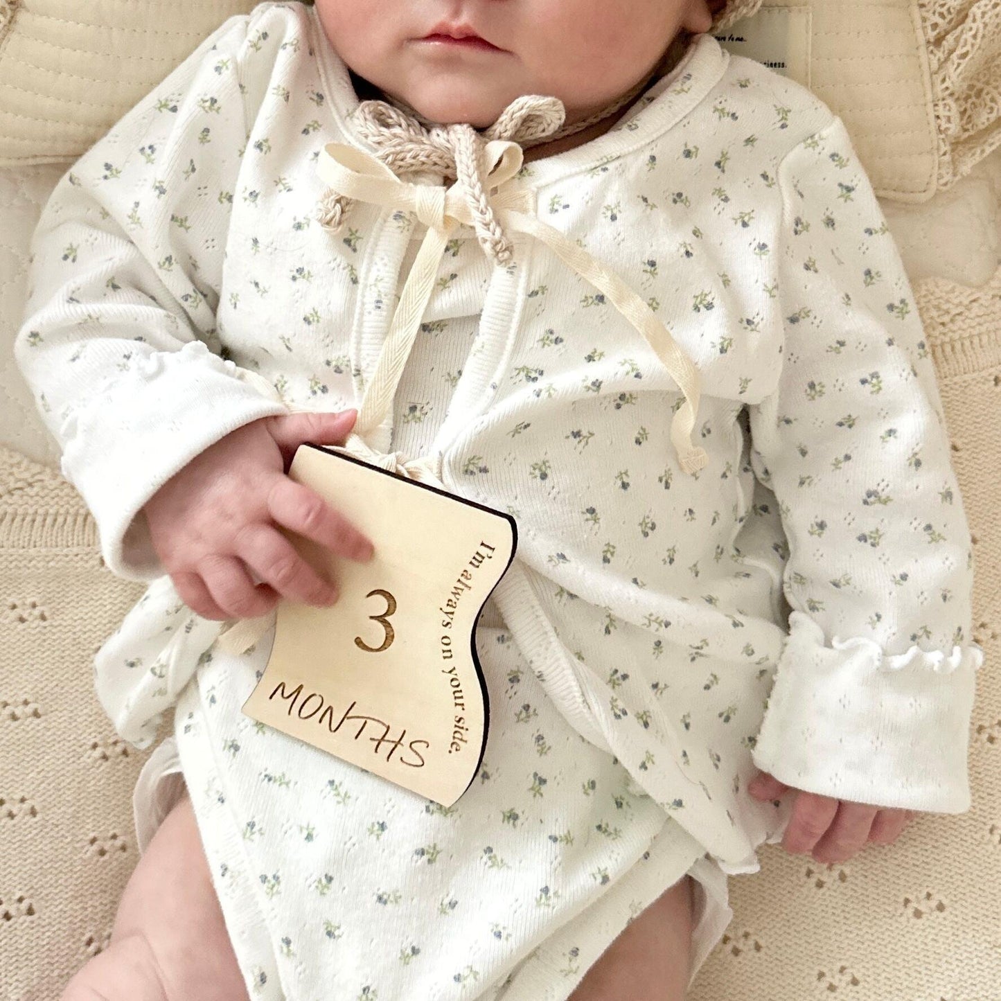 【現貨】嬰兒成長紀錄 花朵月亮月份椴木套裝 (1套13片)