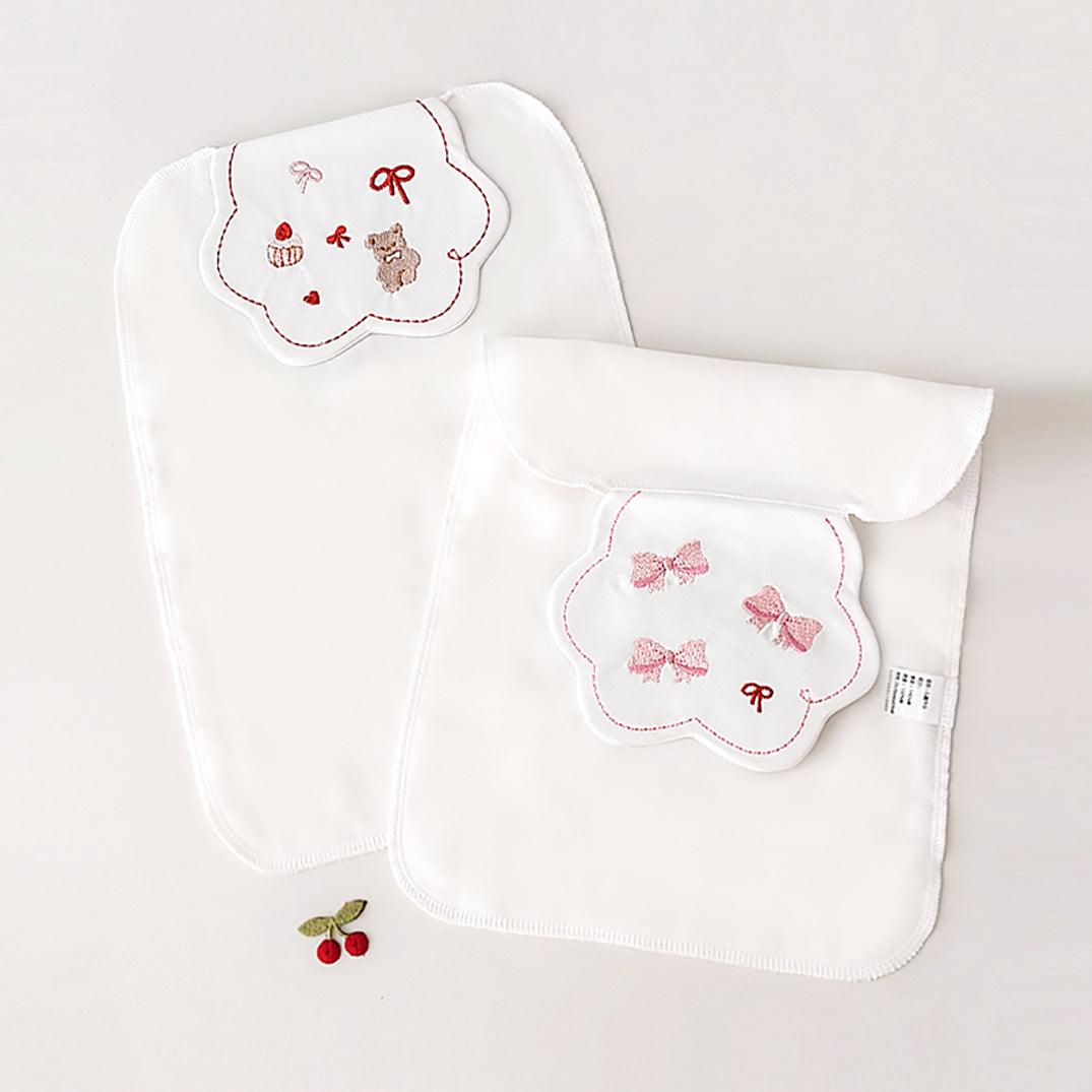 【預購】春夏季3層棉紗 可愛刺繡吸汗背巾 (1套2條)