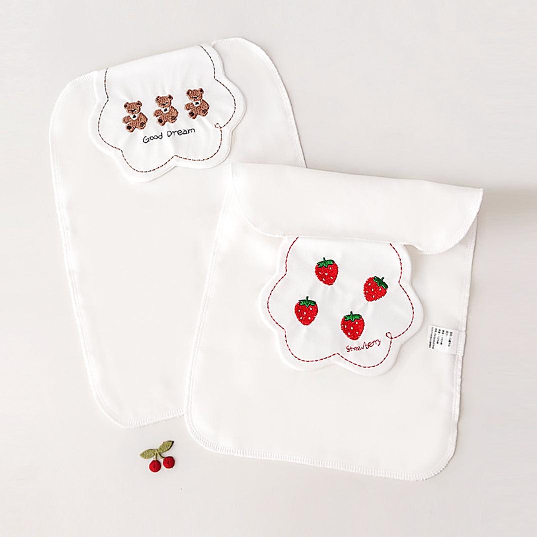 【預購】春夏季3層棉紗 可愛刺繡吸汗背巾 (1套2條)