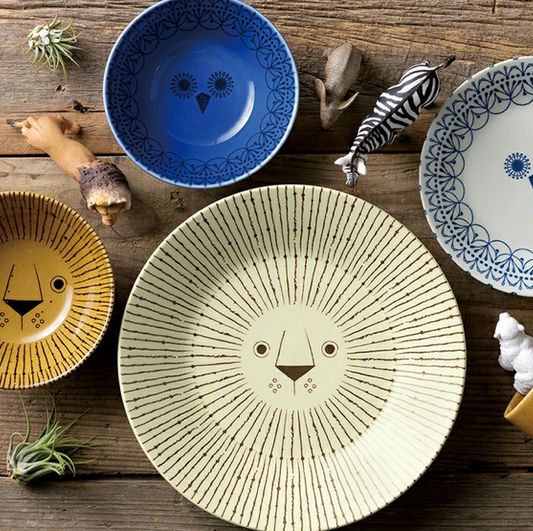 【預購】日本製 Sango Mikke 貓頭鷹 獅子 印花陶瓷碗禮盒裝 (4入)