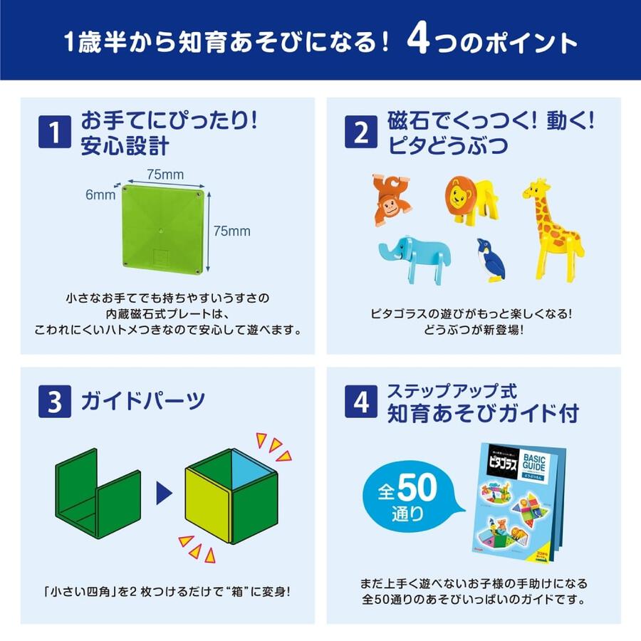 【現貨】日本 People ピタゴラス BASIC-充滿教育內容!動物園 磁力片 (PGS-130)