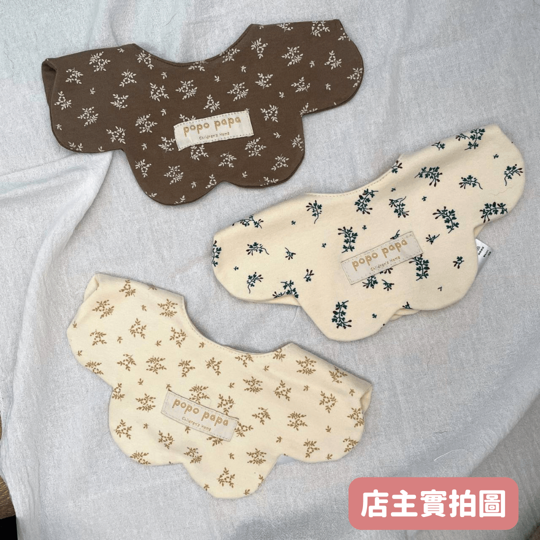 【預購】北歐風 春夏薄純棉 小碎花嬰兒口水圍巾 (1套3條)