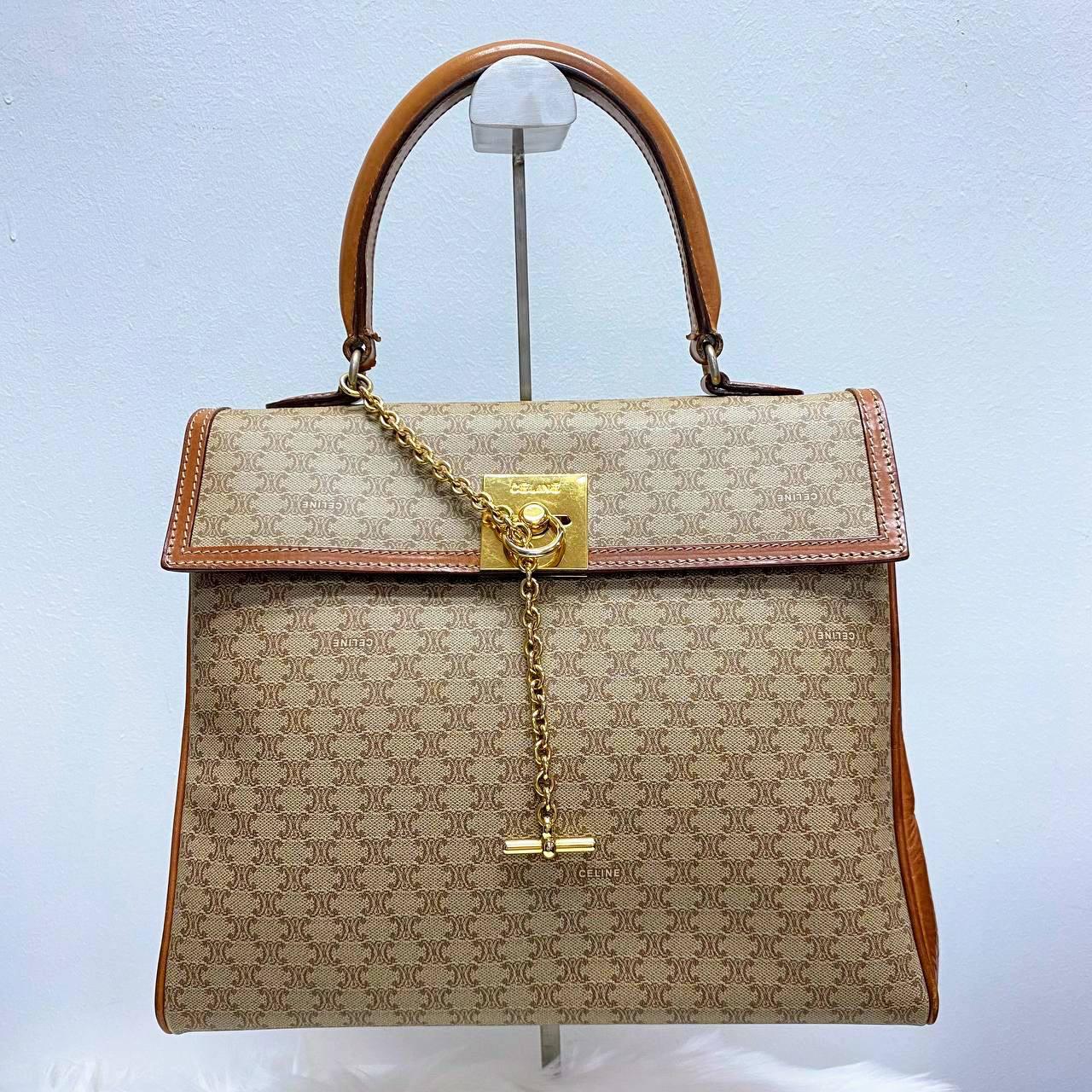 【 In - Stock 】Celine 復古 淺色Macadam PVC Kelly 皮革手提包 - Cnjpkitchen ❤️ 🇯🇵日本廚具 家居生活雜貨店