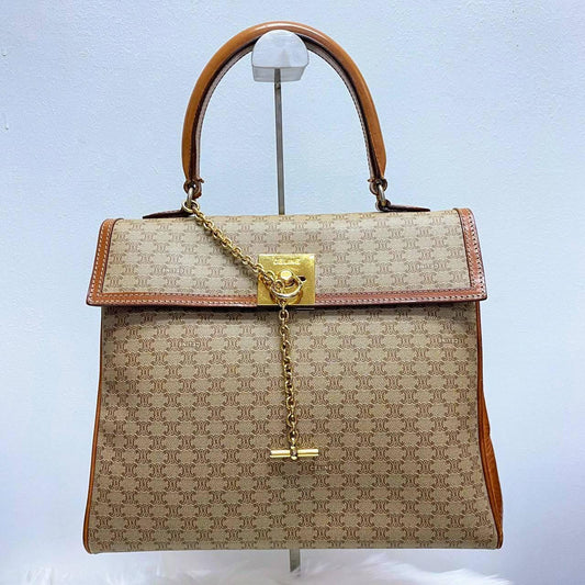 【 In - Stock 】Celine 復古 淺色Macadam PVC Kelly 皮革手提包 - Cnjpkitchen ❤️ 🇯🇵日本廚具 家居生活雜貨店