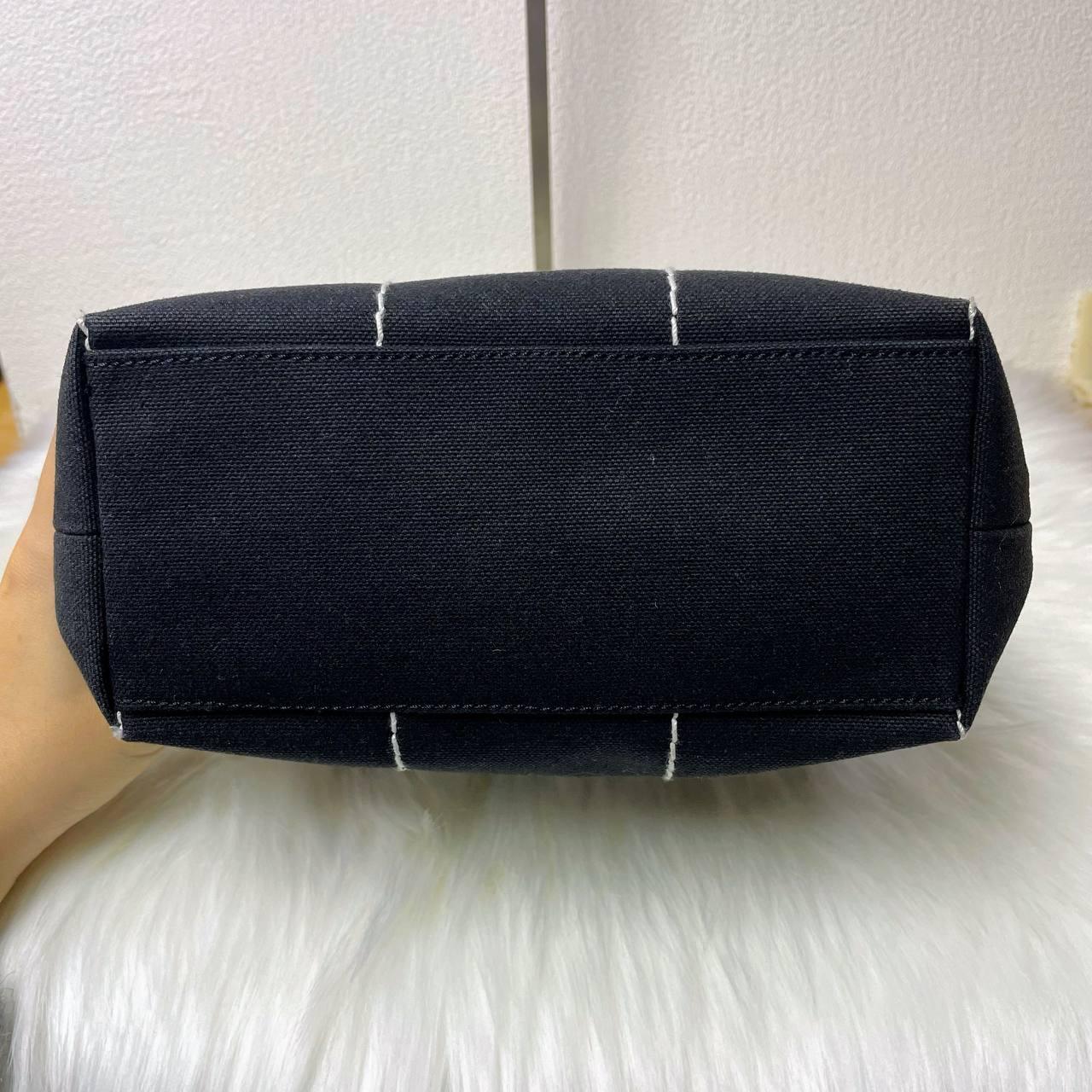 【 In - Stock 】Chanel Coco mark Vintage 黑色x白色巧克力格帆布手提包 - Cnjpkitchen ❤️ 🇯🇵日本廚具 家居生活雜貨店