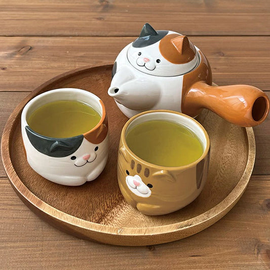 【預購】DECOLE 貓貓泡茶陶瓷茶壺 連 2小杯