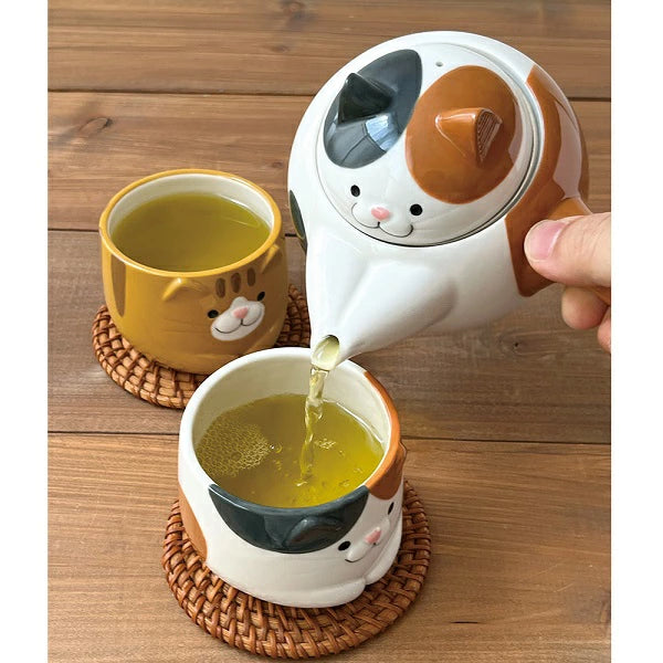【預購】DECOLE 貓貓泡茶陶瓷茶壺 連 2小杯