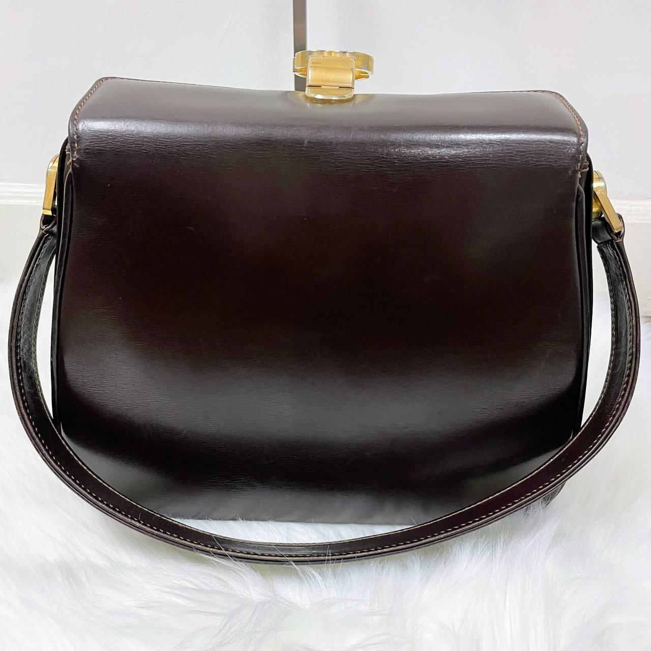 |In-Stock|Old Gucci 小牛皮GG轉鎖頭盒條單肩手提包