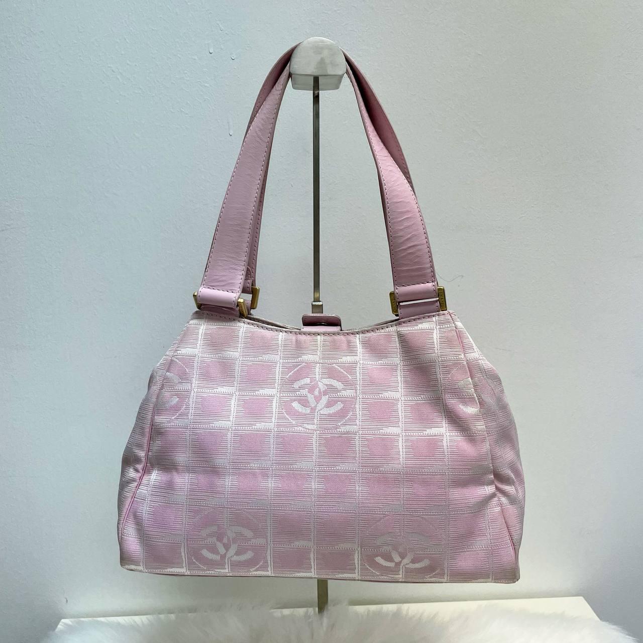 |In-Stock|Chanel 香奈兒旅行系列 粉紅色尼龍皮革手提包