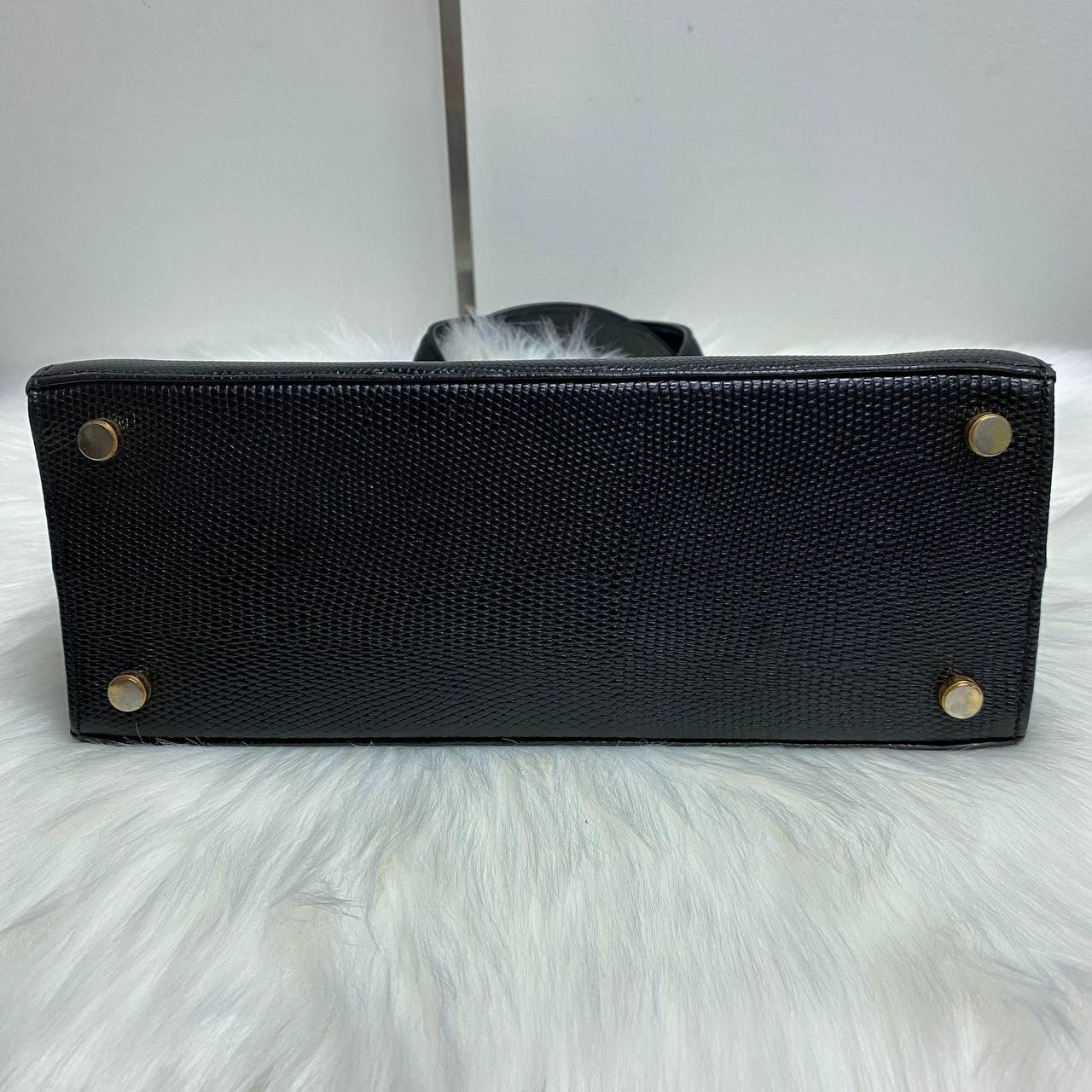 |In-Stock|Salvatore Ferragamo 黑色鱷魚皮壓花手袋
