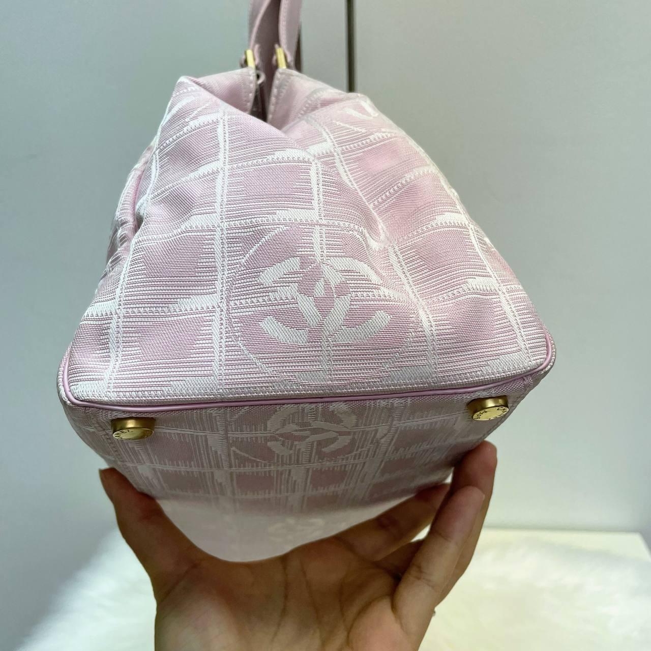 |In-Stock|Chanel 香奈兒旅行系列 粉紅色尼龍皮革手提包