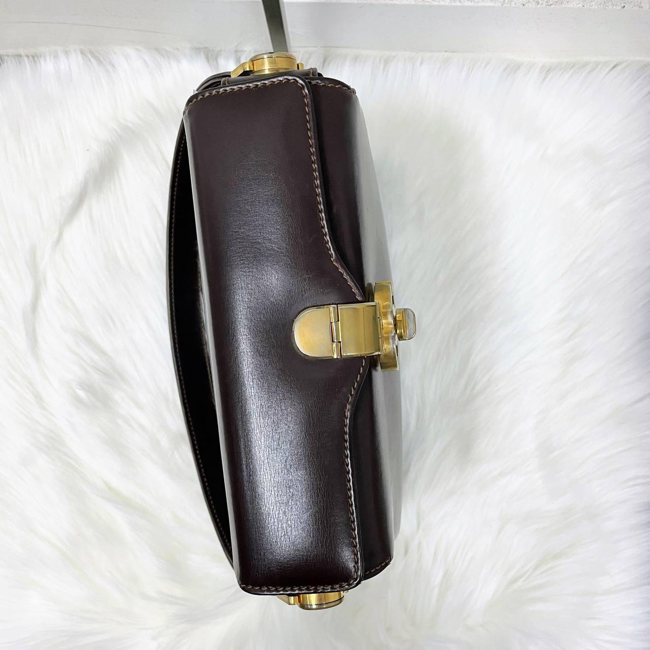 |In-Stock|Old Gucci 小牛皮GG轉鎖頭盒條單肩手提包
