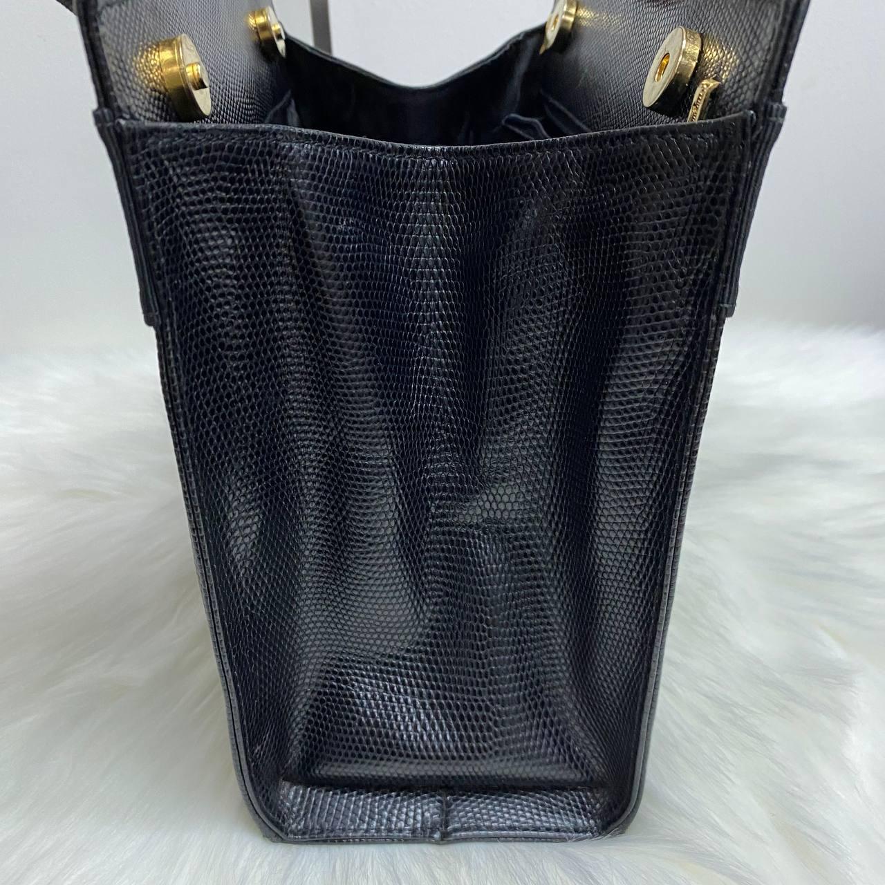 |In-Stock|Salvatore Ferragamo 黑色鱷魚皮壓花手袋