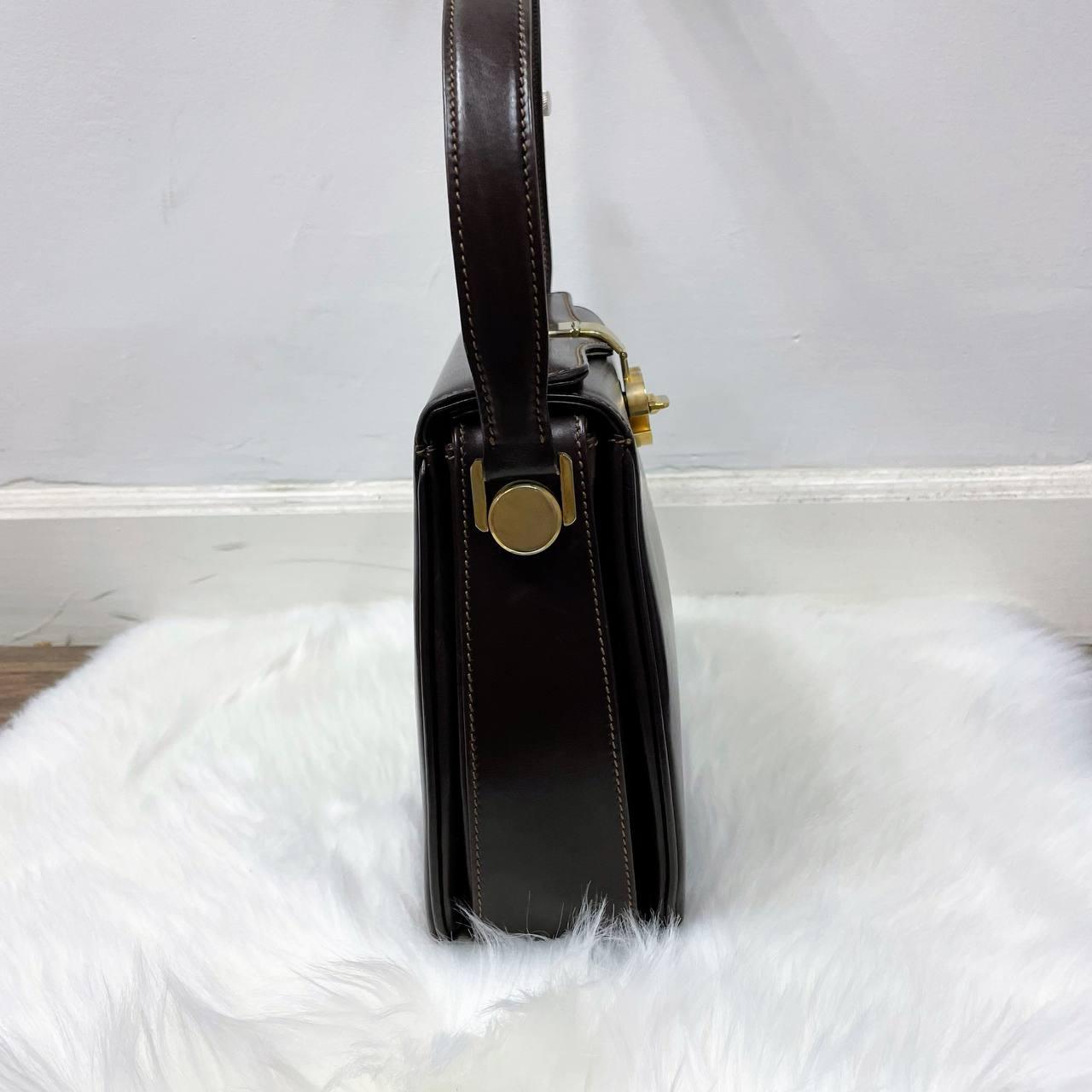 |In-Stock|Old Gucci 小牛皮GG轉鎖頭盒條單肩手提包