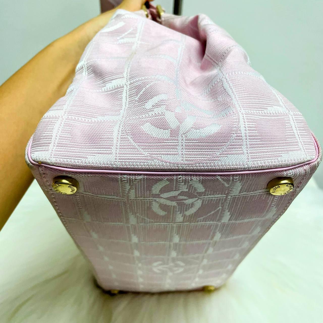 |In-Stock|Chanel 香奈兒旅行系列 粉紅色尼龍皮革手提包