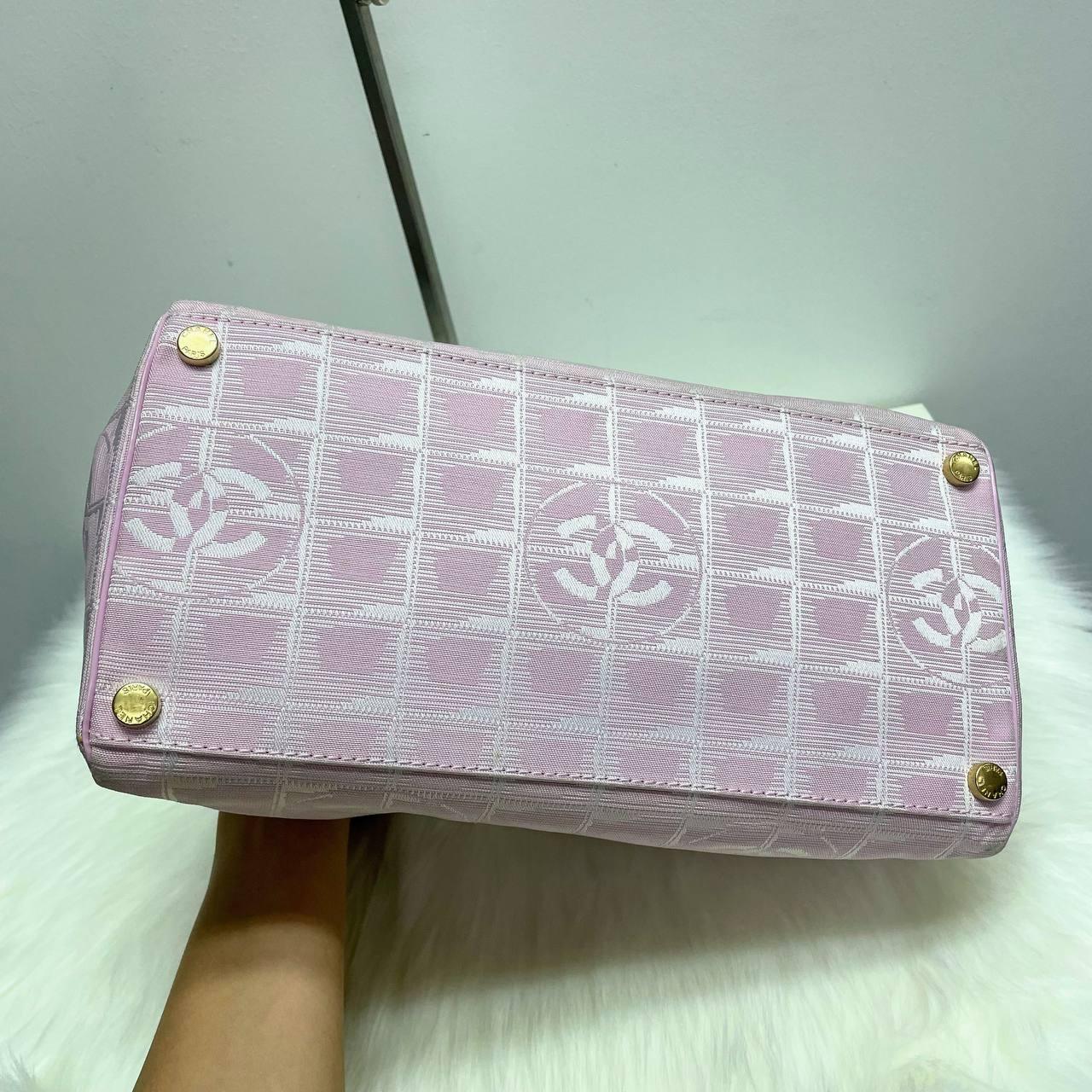 |In-Stock|Chanel 香奈兒旅行系列 粉紅色尼龍皮革手提包