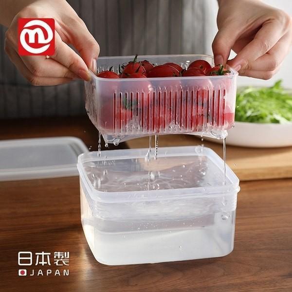 【預購】日本製 NAKAYA 方形瀝水保鮮盒 (1.1ʟ) - Cnjpkitchen ❤️ 🇯🇵日本廚具 家居生活雜貨店