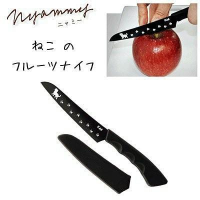 【預購】日本進口 Kaijirushi Nyammy 貓咪三德包丁廚房刀及水果刀 Set - Cnjpkitchen ❤️ 🇯🇵日本廚具 家居生活雜貨店