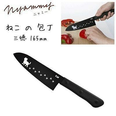 【預購】日本進口 Kaijirushi Nyammy 貓咪三德包丁廚房刀及水果刀 Set - Cnjpkitchen ❤️ 🇯🇵日本廚具 家居生活雜貨店