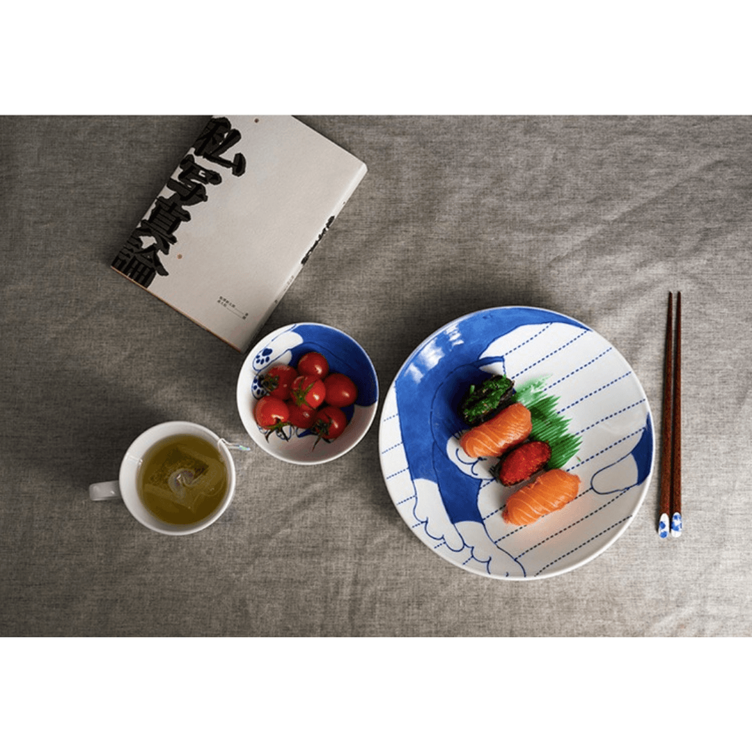 【預購】日本製 ceramic 藍 貓貓陶瓷餐碟 (22.5cm) - Cnjpkitchen ❤️ 🇯🇵日本廚具 家居生活雜貨店