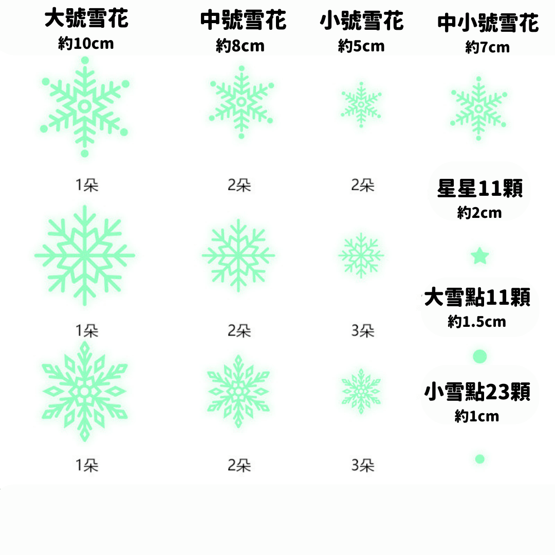 【預購】聖誕節 夜光雪花裝飾貼紙套裝 - Cnjpkitchen ❤️ 🇯🇵日本廚具 家居生活雜貨店