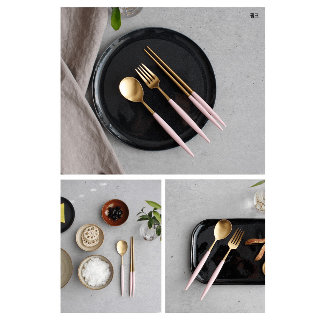 【預購】韓國製 BSF 18-10 不銹鋼 勺叉筷子套裝 (3入) - Cnjpkitchen ❤️ 🇯🇵日本廚具 家居生活雜貨店