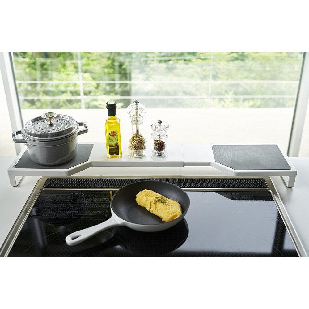【預購】日本進口 YAMAZEN 山崎實業 可伸縮 廚房爐頭置物架 - Cnjpkitchen ❤️ 🇯🇵日本廚具 家居生活雜貨店