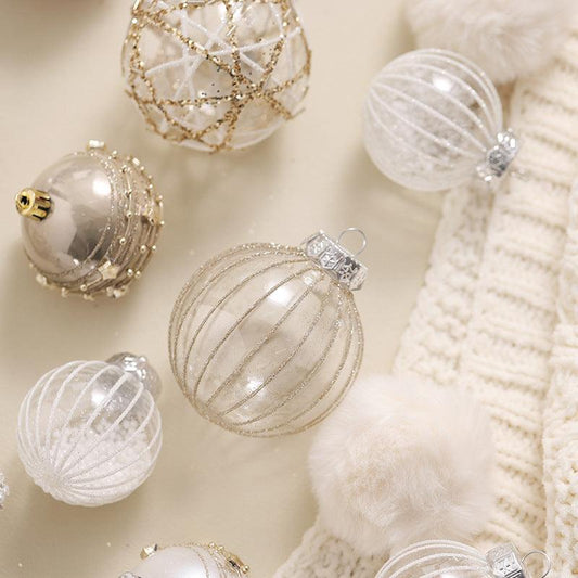 【預購】聖誕樹 櫥窗裝飾 夢幻白色透明閃粉聖誕球掛件 - Cnjpkitchen ❤️ 🇯🇵日本廚具 家居生活雜貨店
