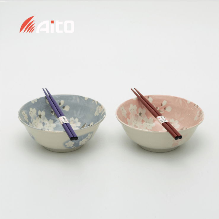 【預購】日本製 AITO宇野千代 櫻吹雪美濃燒陶瓷飯碗筷子 (4件套)
