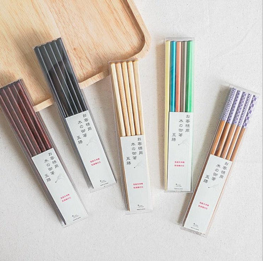 【預購】日本製 天然木竹制筷子套装 (5入) - Cnjpkitchen ❤️ 🇯🇵日本廚具 家居生活雜貨店
