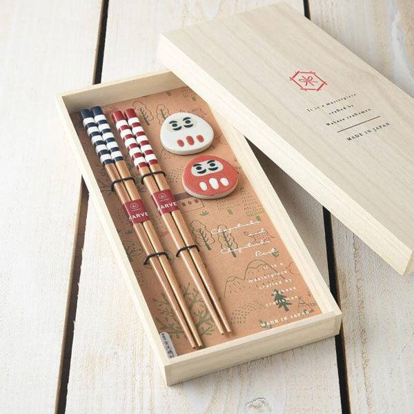 【預購】日本製 Nuri Daruma 達摩防滑筷子連筷架禮盒 - Cnjpkitchen ❤️ 🇯🇵日本廚具 家居生活雜貨店