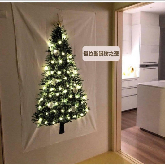 【預購】超慳位聖誕樹背景裝飾掛布 (連星星燈) - Cnjpkitchen ❤️ 🇯🇵日本廚具 家居生活雜貨店