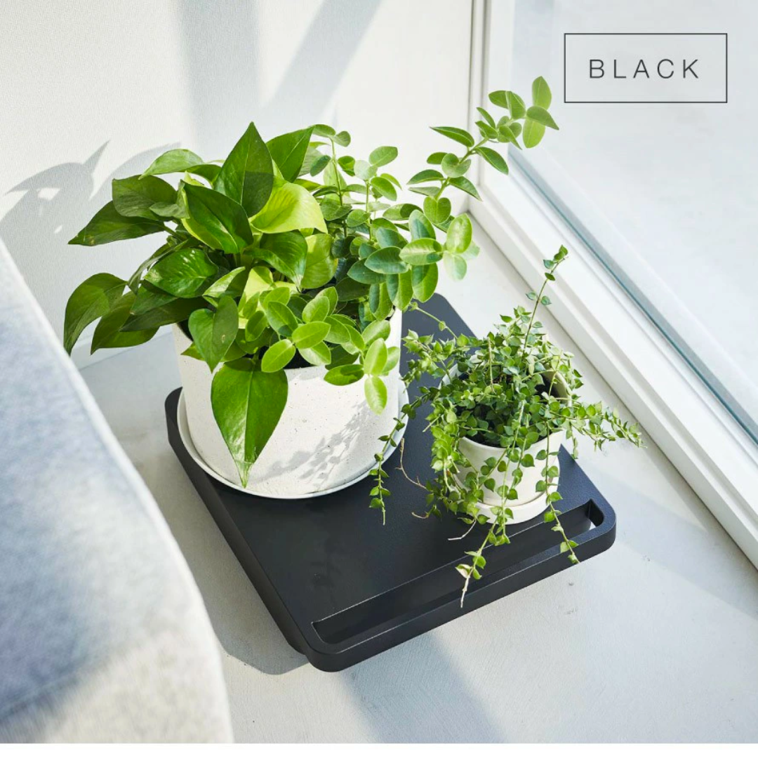 【預購】日本進口 山崎實業 YAMAZAKI 獨立式方形360度旋轉花盆風扇加濕機推車