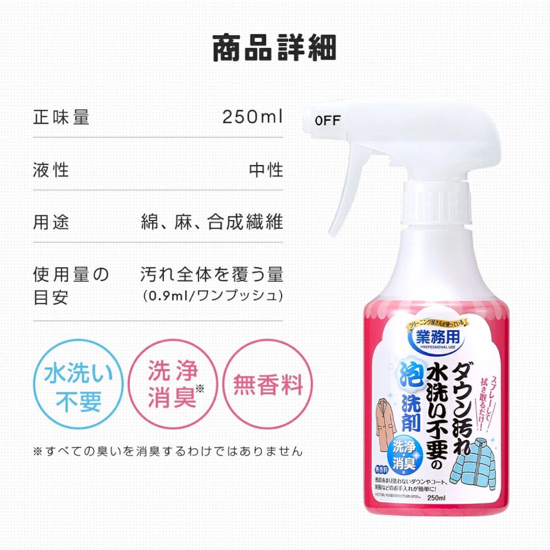 【預購】日本製 AIMEDIA 羽絨外套乾洗店業務用 免水洗去漬泡沫清潔劑