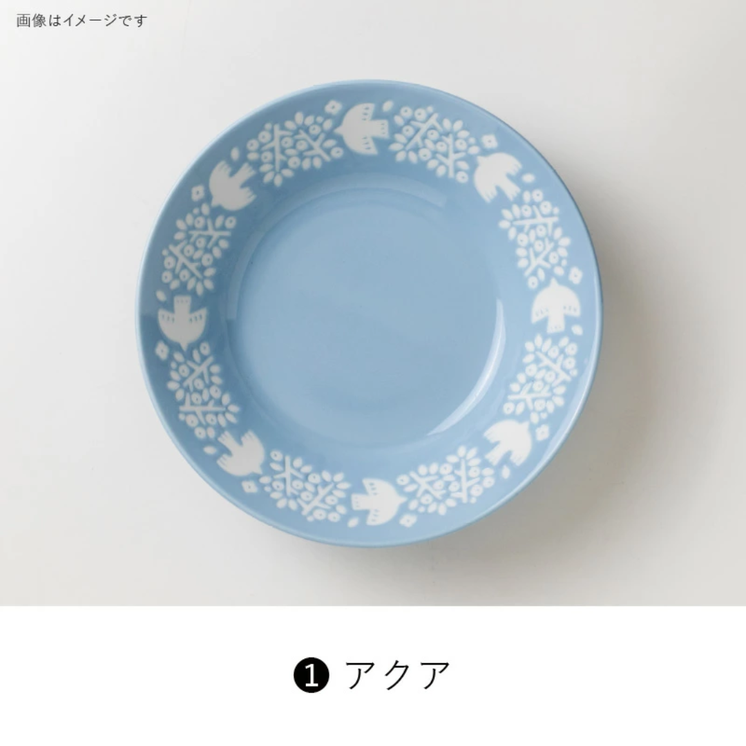 【預購】日本 Minorutouki LINTU 美濃燒 釉下彩 陶瓷小鳥深餐盤/餐碟