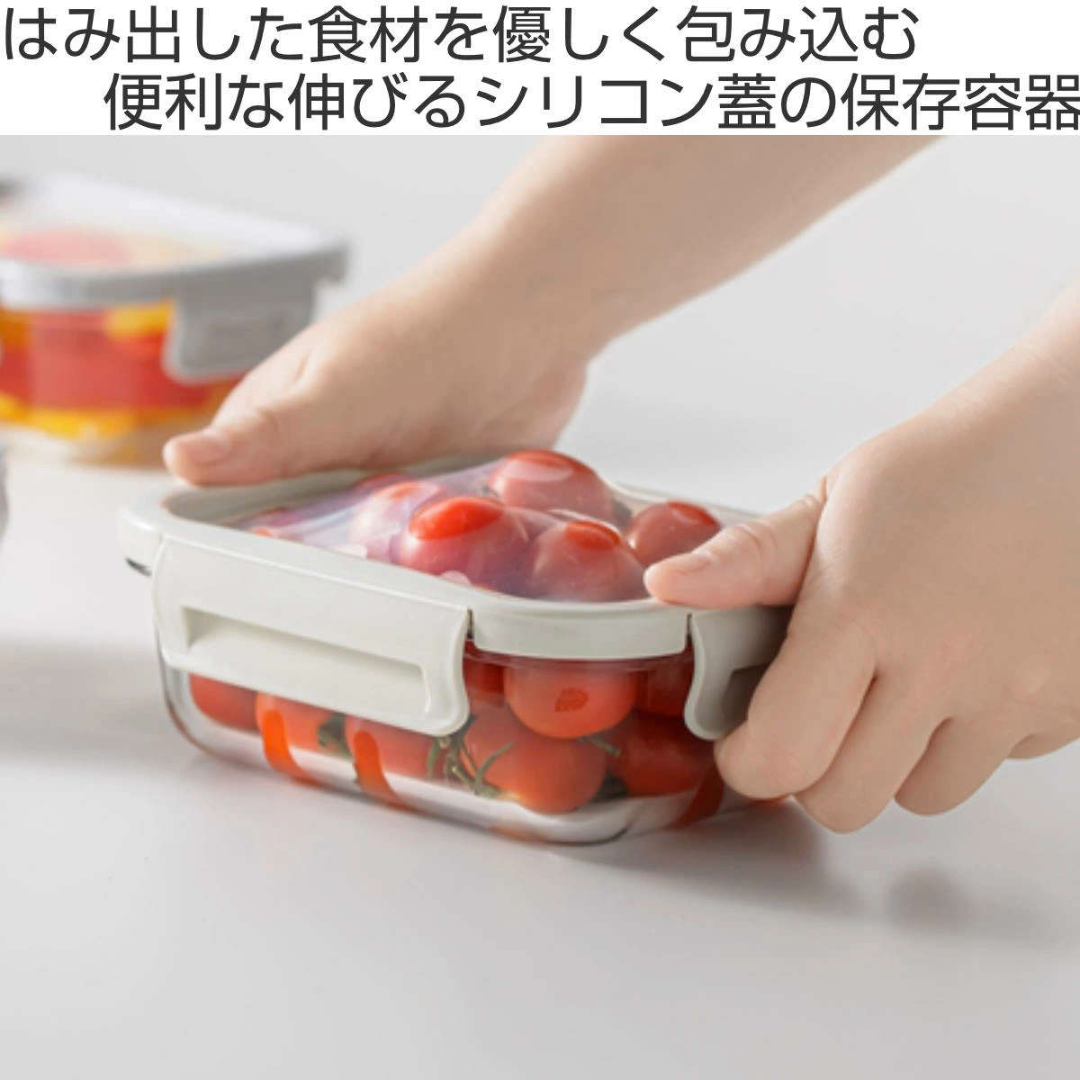 【預購】日本進口 &NE nikii 耐熱玻璃附可膨脹矽膠蓋食物盒 (370ml / 650ml)