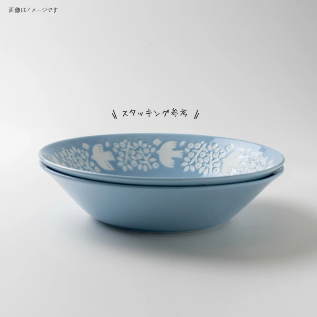 【預購】日本 Minorutouki LINTU 美濃燒 釉下彩 陶瓷小鳥深餐盤/餐碟