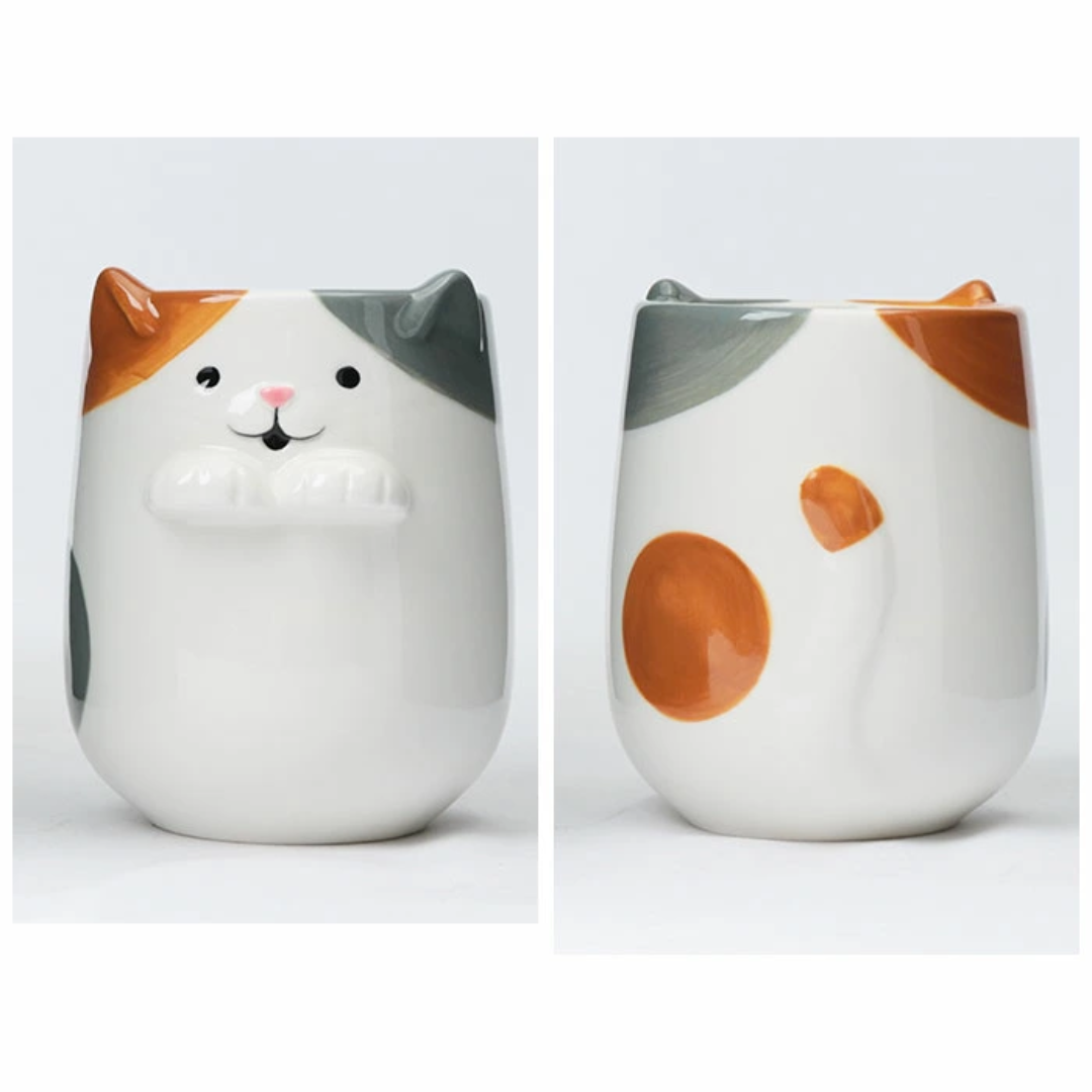 【預購】日本 DECOLE 三色貓柴犬兔仔 立體托手手造型陶瓷茶杯